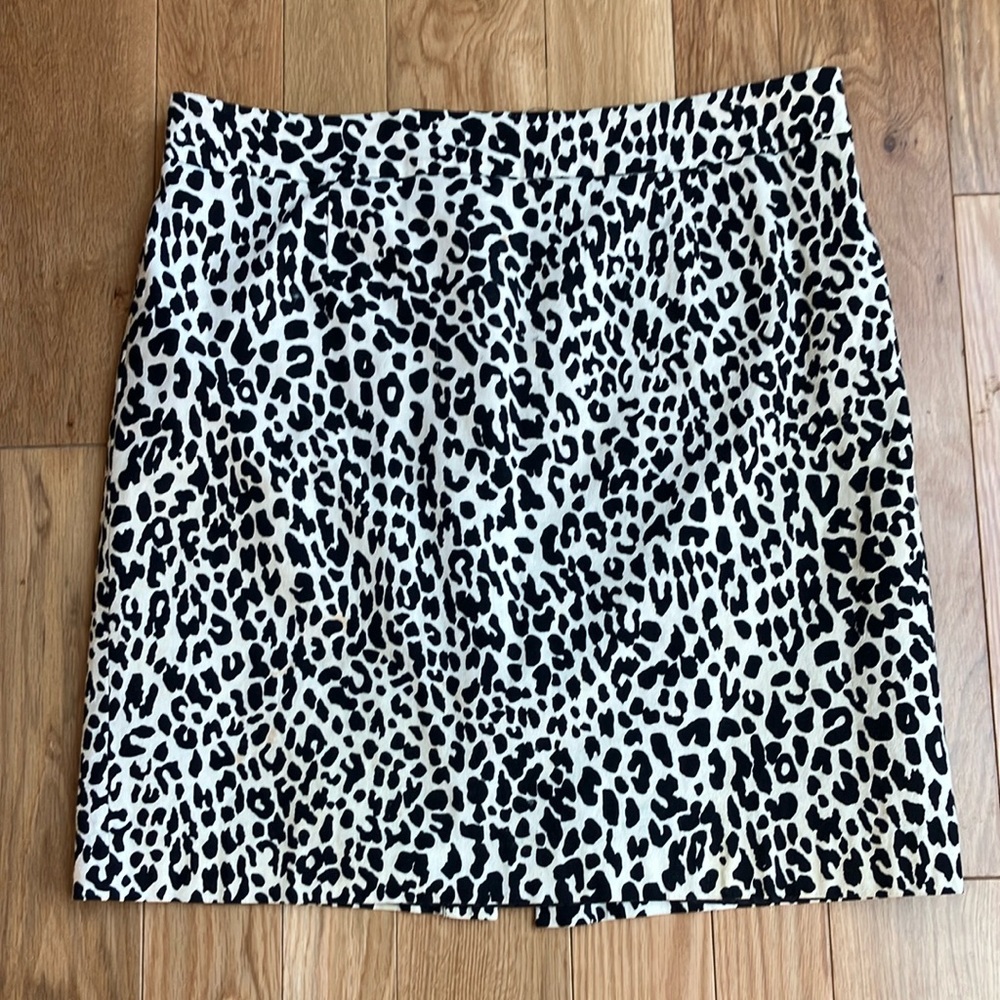 Calvin Klein Black and White Leopard Pencil Skirt